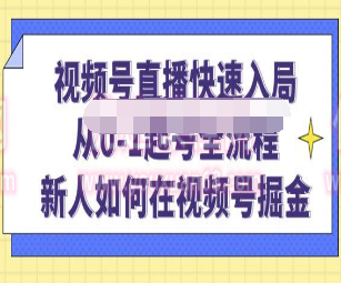 陈大黑牛·视频号直播快速入局：从0-1起号全流程，新人如何在视频号掘金-淘淘网