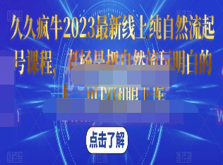 久久疯牛2023最新线上纯自然流起号课程，老杨是把自然流玩明白的人，可以闭眼上车-淘淘网