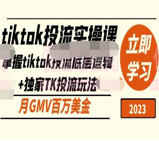 tiktok投流实操课：掌握tiktok投流底层逻辑+独家TK投流玩法月GMV百万美金-淘淘网