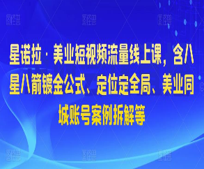 星诺拉·美业短视频流量线上课，含八星八箭镀金公式、定位定全局、美业同城账号案例拆解等-淘淘网