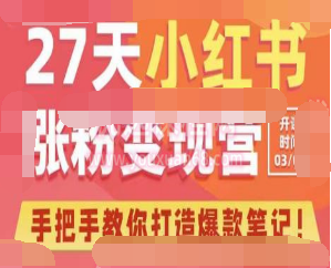 27天小红书涨粉变现营第6期，手把手教你打造爆款笔记（3月新课）-淘淘网