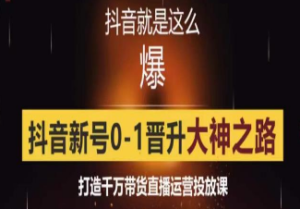 0粉自然流实战起号课，抖音新号0~1晋升大神之路，打造千万带货直播运营投放课-淘淘网