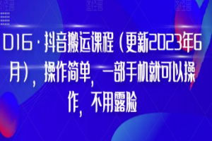 D1G·抖音搬运课程（更新2023年6月），操作简单，一部手机就可以操作，不用露脸-淘淘网