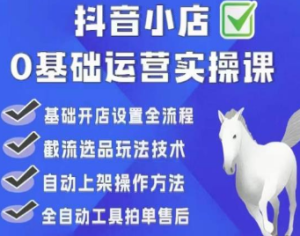 白马电商·0基础抖店运营实操课，基础开店设置全流程，截流选品玩法技术-淘淘网