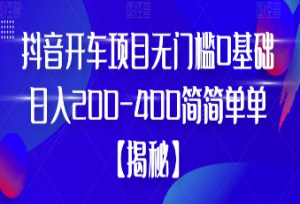 抖音开车项目无门槛0基础日入200-400简简单单【揭秘】-淘淘网