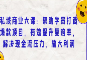 私域商业大课：帮助学员打造爆款项目，有效提升复购率，解决现金流压力，放大利润-淘淘网