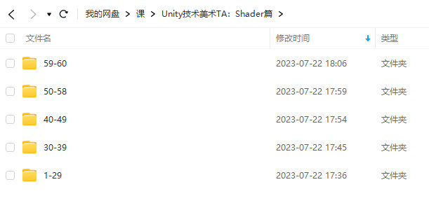 【缺课】Unity技术美术TA-Shader篇【画质高清只有部分素材】