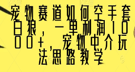 宠物赛道如何空手套白狼，一单利润1000+，宠物中介玩法思路教学【揭秘】-淘淘网