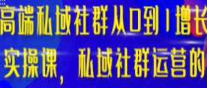 高端私域社群从0到1增长实操课，私域社群运营的认知和方法-淘淘网