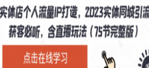 实体店个人流量IP打造，2023实体同城引流获客必听，含直播玩法（75节完整版）-淘淘网