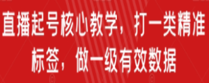 直播起号核心教学，打一类精准标签，做一级有效数据-淘淘网