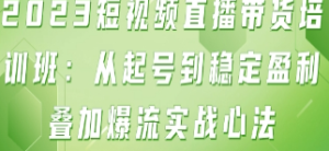 2023短视频直播带货培训班：从起号到稳定盈利叠加爆流实战心法（11节课）-淘淘网