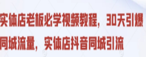 实体店老板必学视频教程，30天引爆同城流量，实体店抖音同城引流-淘淘网