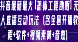 抖音最新最火【恐怖工程助眠】无人直播互动玩法（含全套开播教程+软件+视频素材+音效）-淘淘网