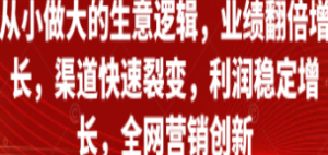 从小做大的生意逻辑，业绩翻倍增长，渠道快速裂变，利润稳定增长，全网营销创新-淘淘网